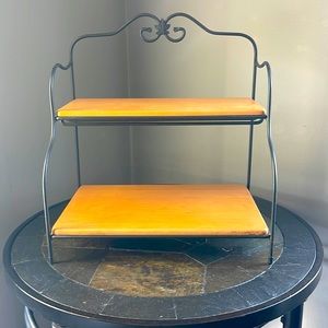 Longaberger 2 Tier Shelf with Wood Platforms